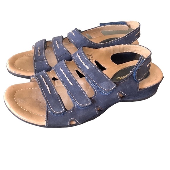 Easy Spirit Sadie Blue Suede Leather Cross Straps Comfort Sandal Size 6.5W - Picture 1 of 11
